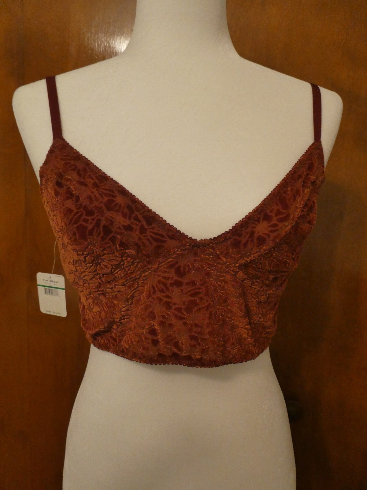 Free People Women Bralette Trust Floral Velour Adjustable Straps Bra Size Large