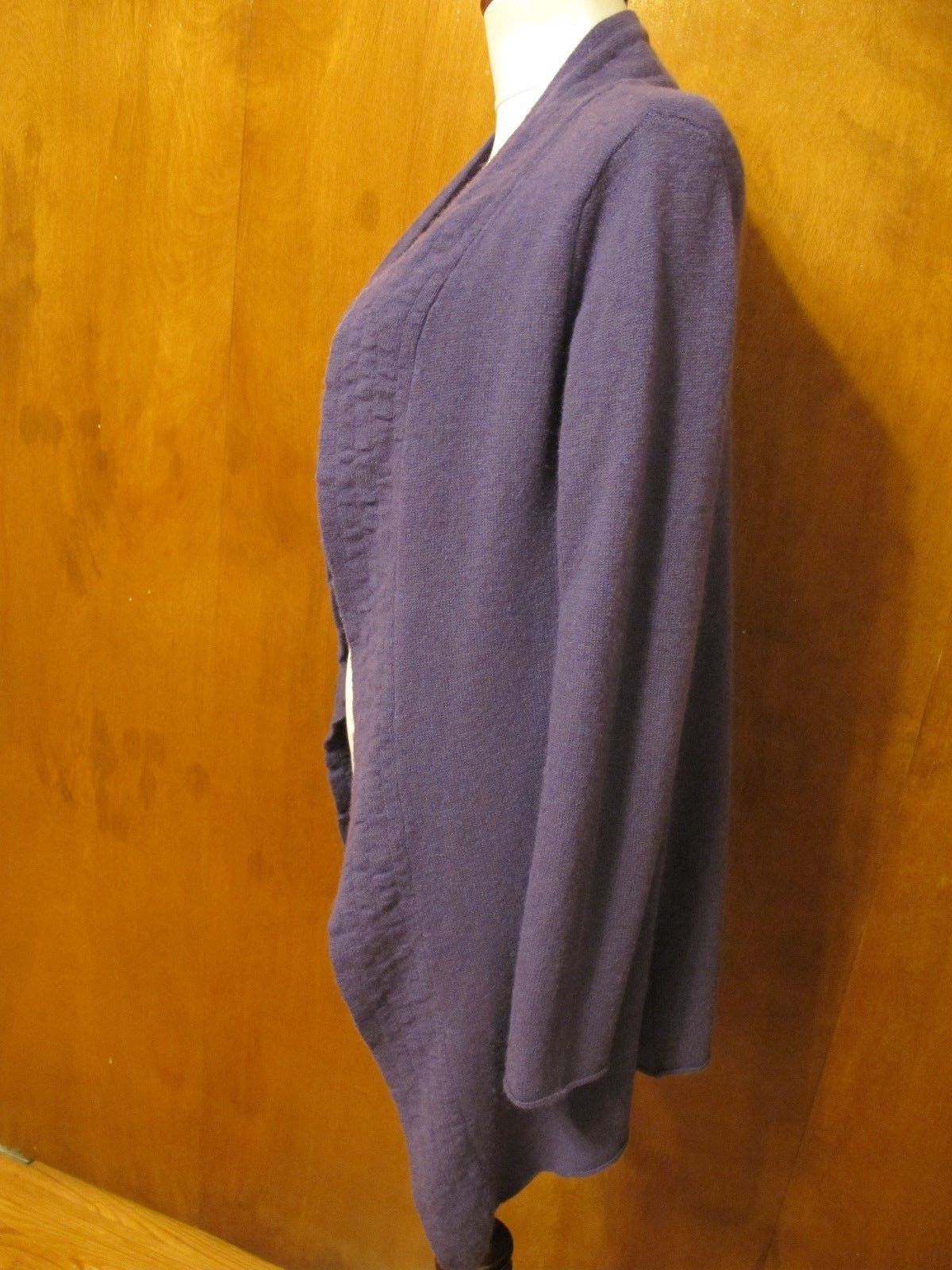 Just Cashmere Women's Purple Cashmere Open Front Detailed Cardigan Medium 