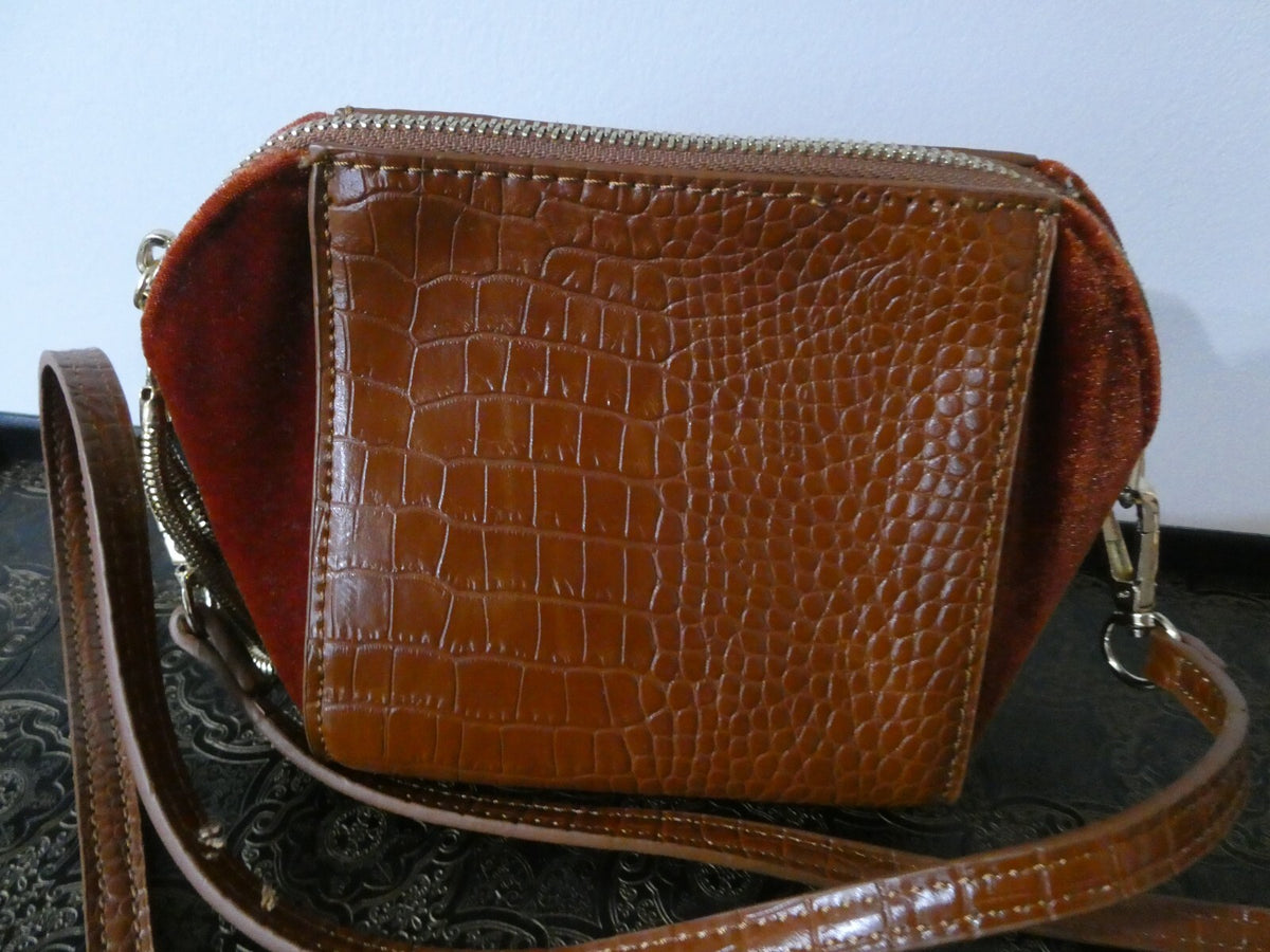 Street Level Orange/Brown Small Crossbody Tote Purse