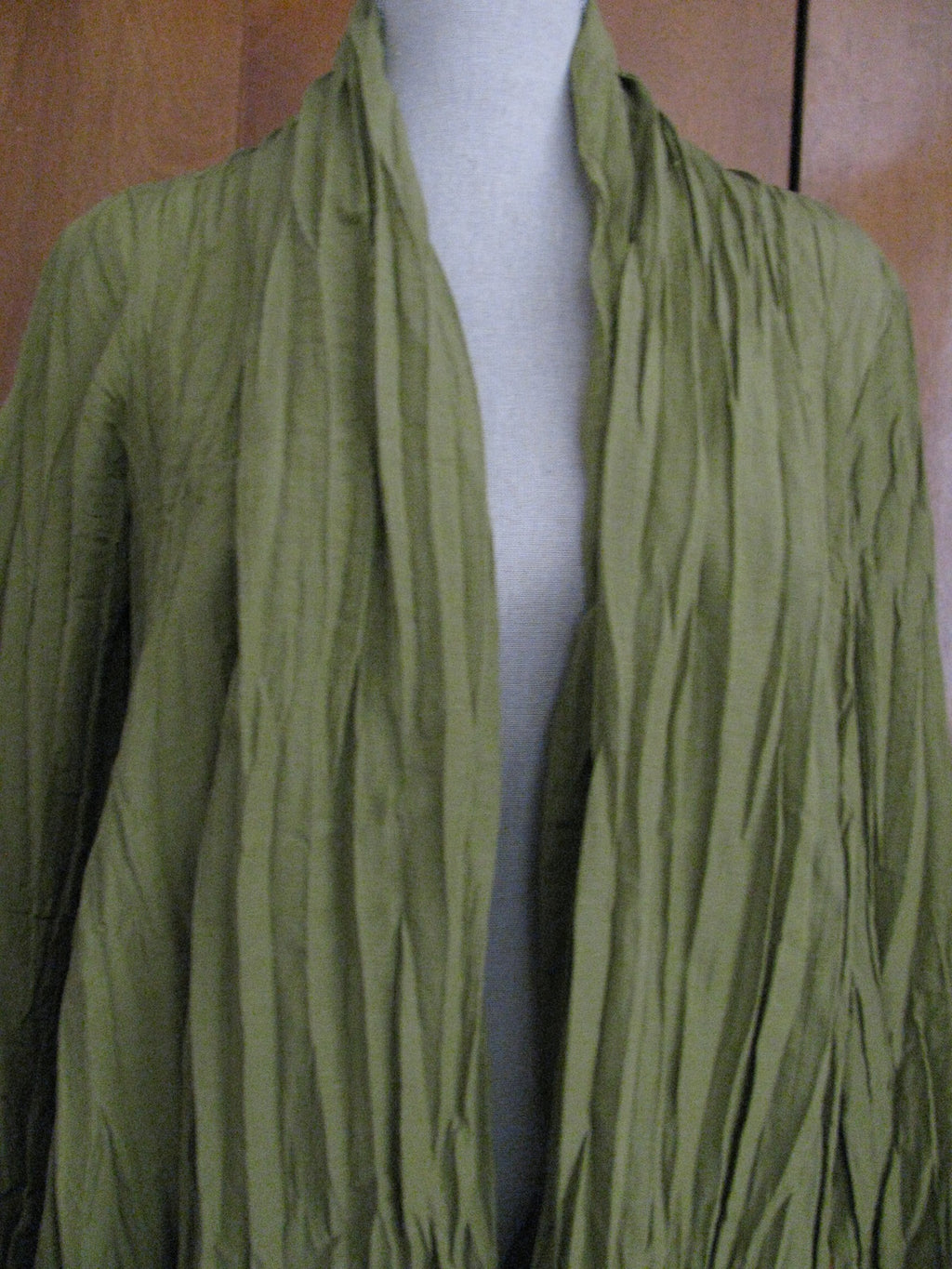 Jones New York Women's Green Pleated Long Cardigan Medium