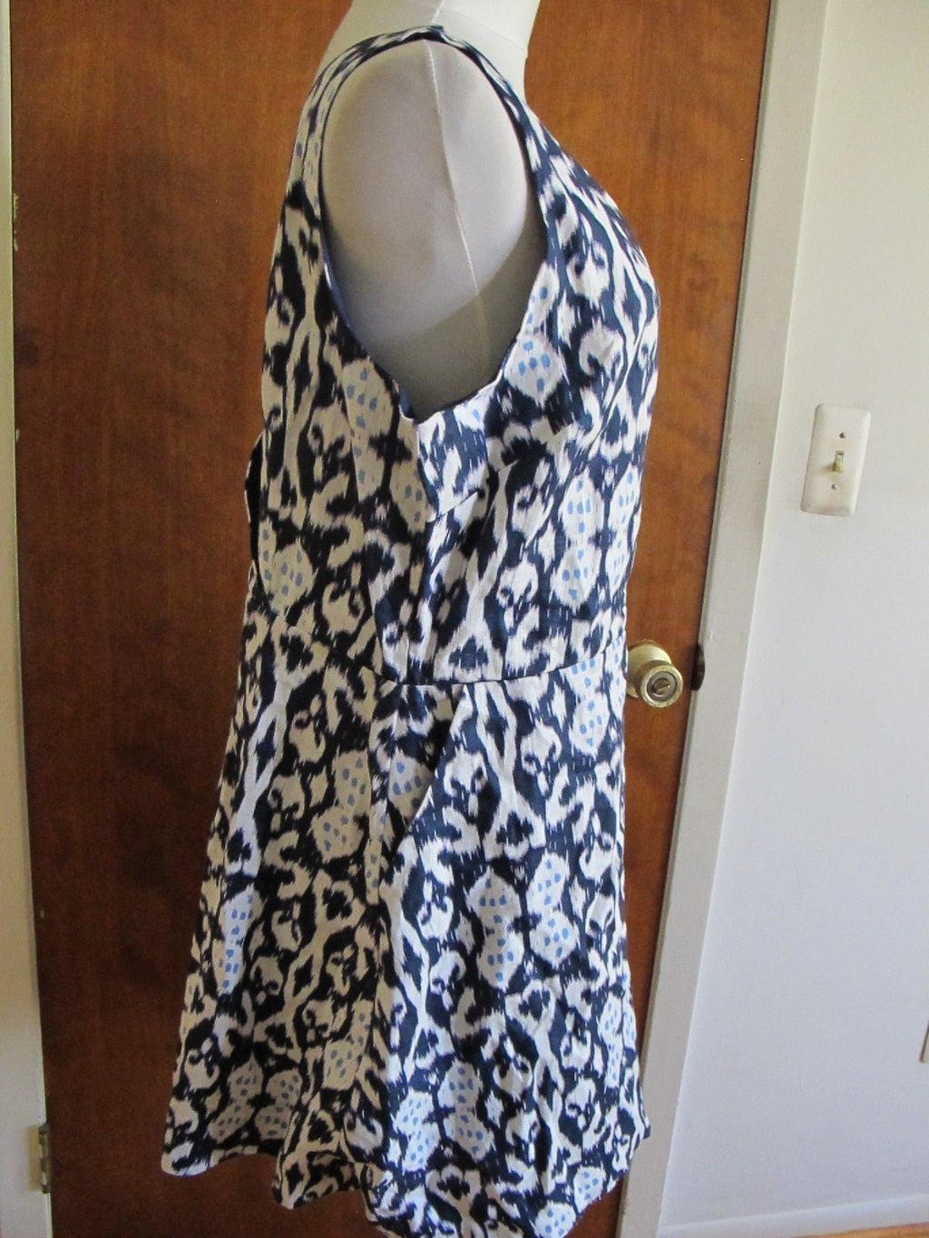 Gap Women's Navy White Linen Lined Dress Size 18 (fits size 16)