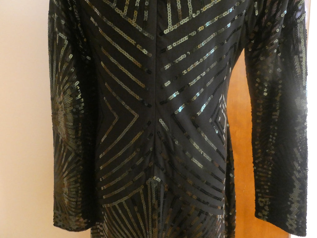 Misschen Women’s Black Evening Lined Sequined Long Sleeves Dress Size Large
