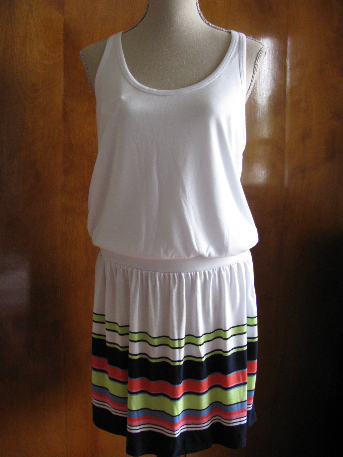Juicy Couture LA women's white stripe tennis pleated dress 