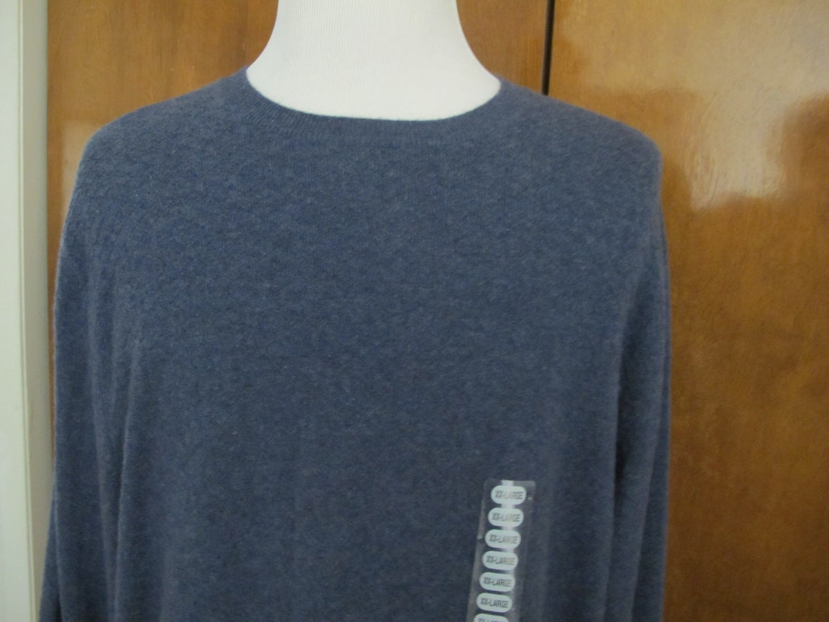 Bloomingdales men's dusty blue cashmere detailed crewneck sweater XXL NWT 