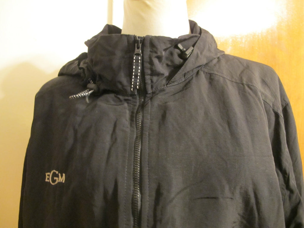 Lands' End Men's Nylon Coat Jacket Black Fleece Lining Size XL 46-48