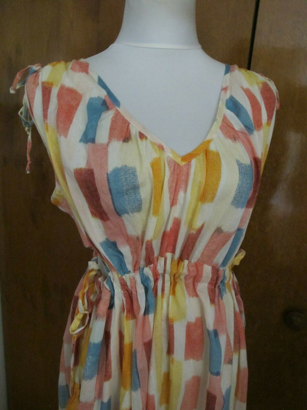 Anthropologie Lilka women’s multi-color cotton drawstring dress (run big)