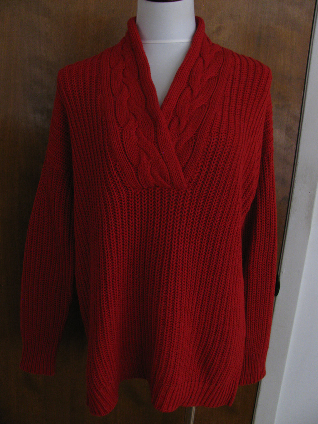 Lauren Ralph Lauren women’s red V-neck cotton sweater New