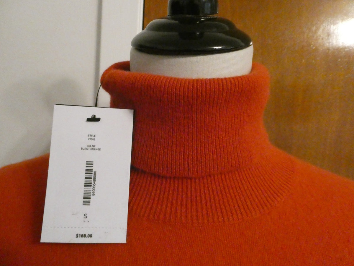 Bloomingdale's Cashmere Turtleneck Sweater Burnt Orange Women's Size S NWT $188