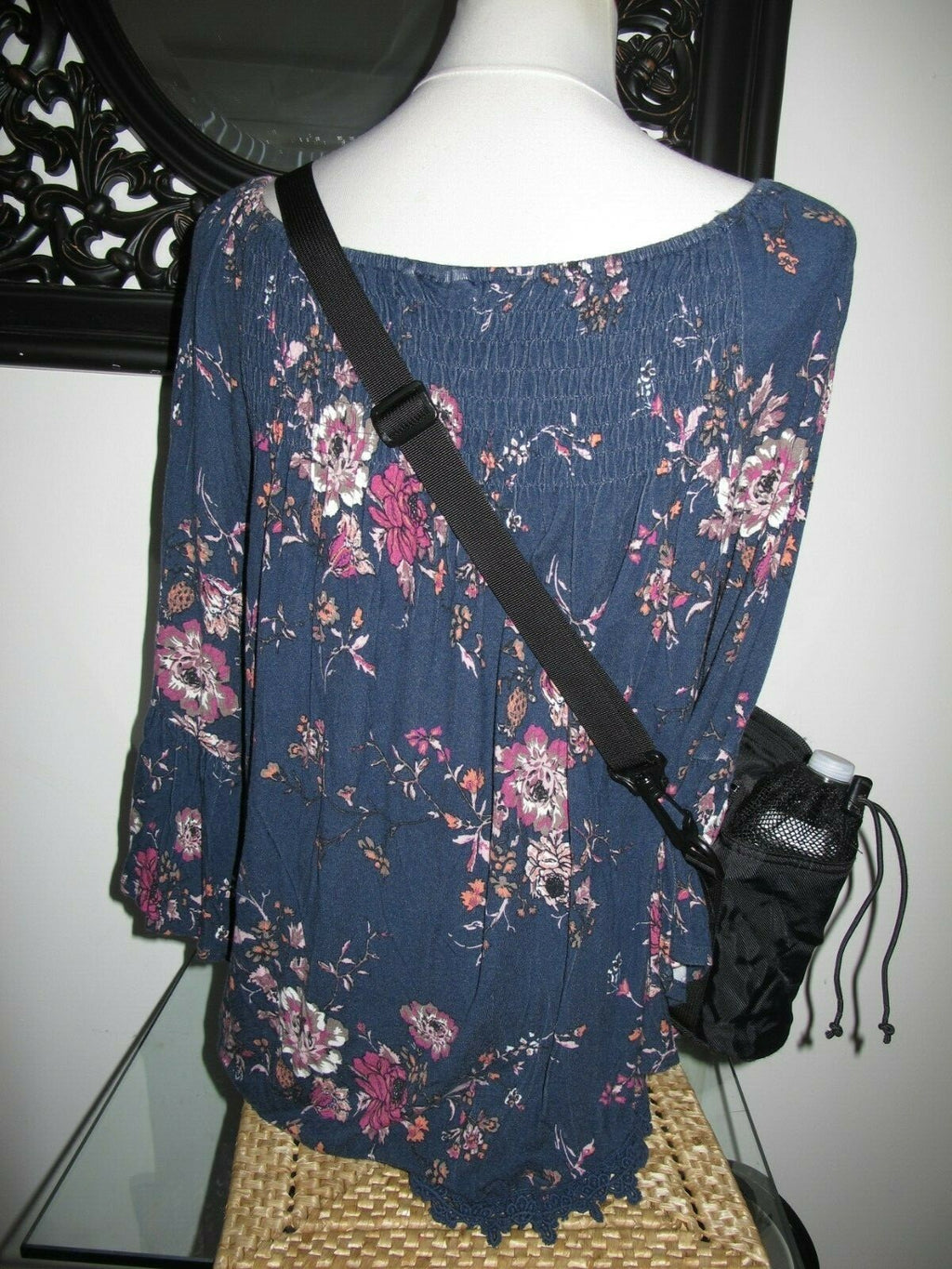 Eddie Bauer Folding Canvas Black Crossbody Women's Purse Bag 
