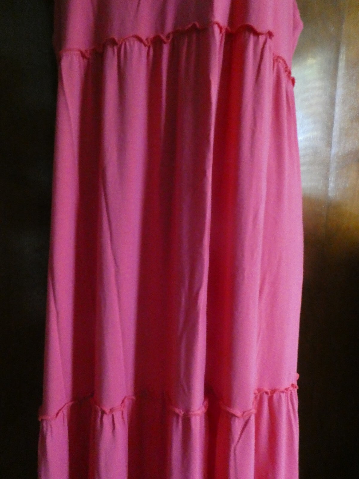 Chico's Women's Pink Maxi Detailed Rayon Dress Size 3 US Size Large