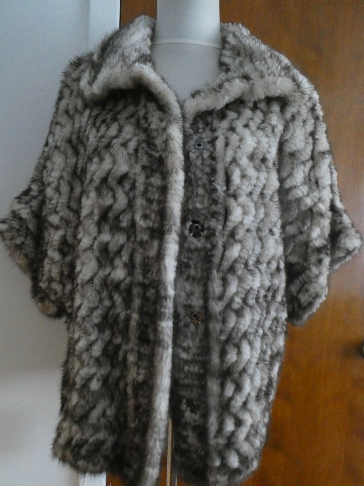 Kalinkin Hill Genuine Mink Fur Women Russia Luxury Short Sleeve Coat Gray Silver
