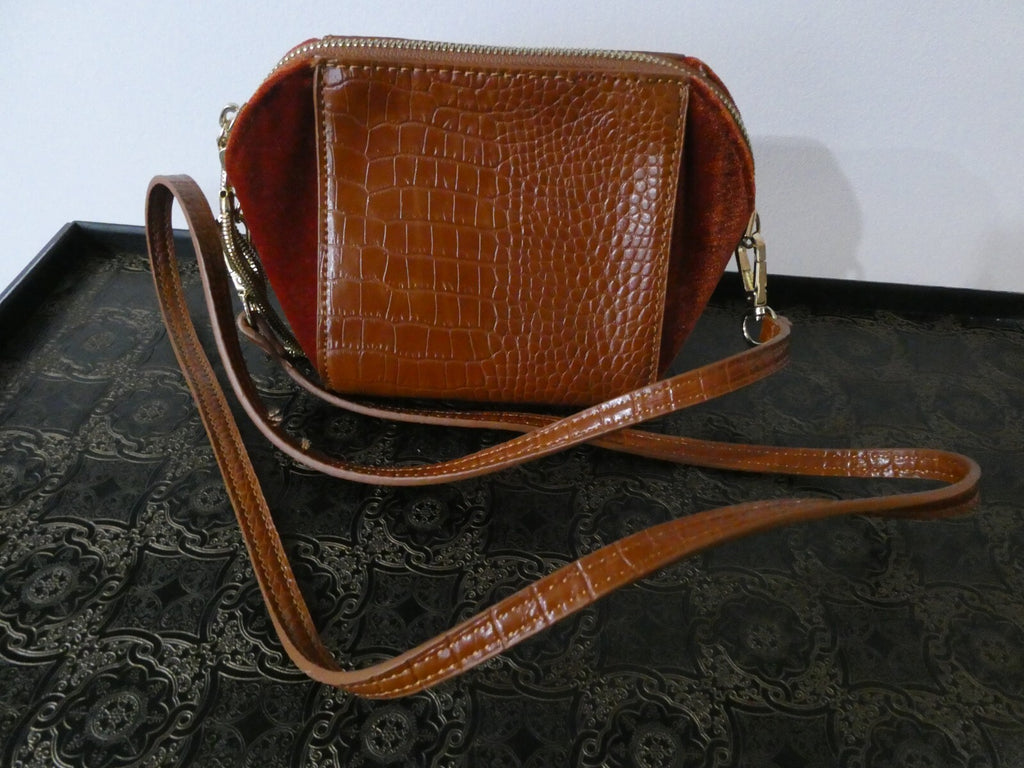 Street Level Orange/Brown Small Crossbody Tote Purse