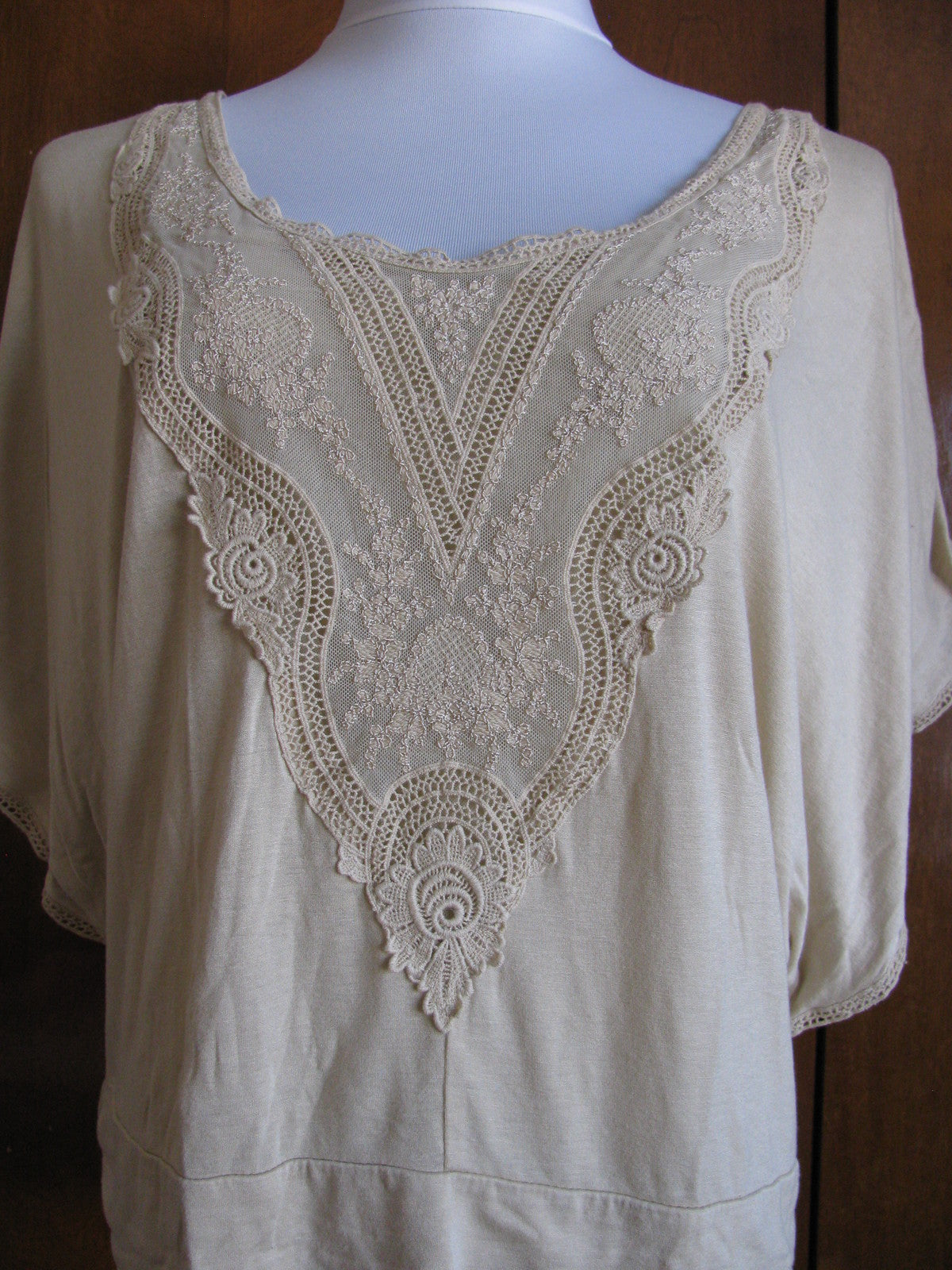 Denim & Supply Ralph Lauren women’s viscose beige detailed trimmed top Large 