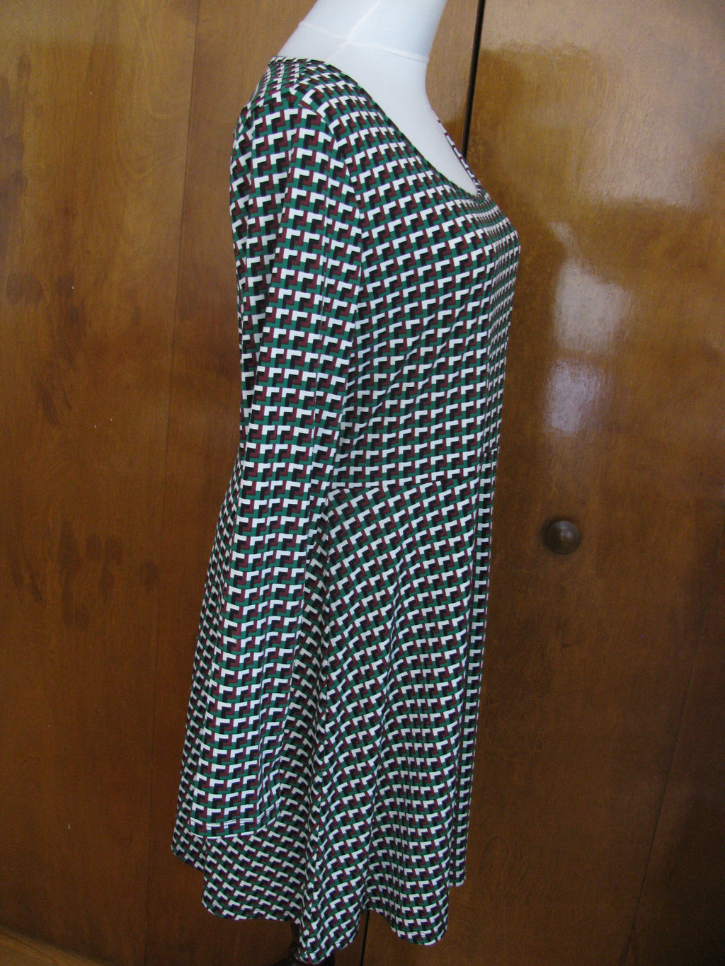 Michael Kors Womens Palmeto Green Geo Print Fit And Flare Dress New