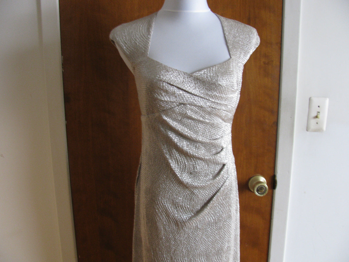 Lauren Ralph Lauren Women’s White Gold Evening Maxi Dress 
