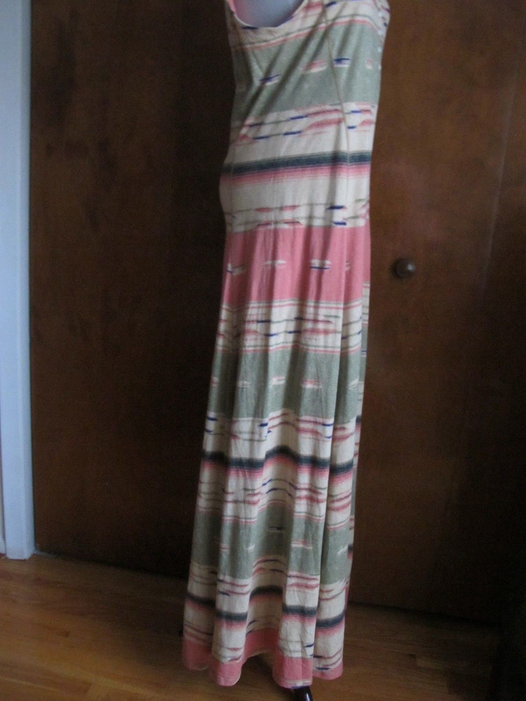 Lauren Jeans CO Women's multi color fitted A-line lined maxi dress Medium New