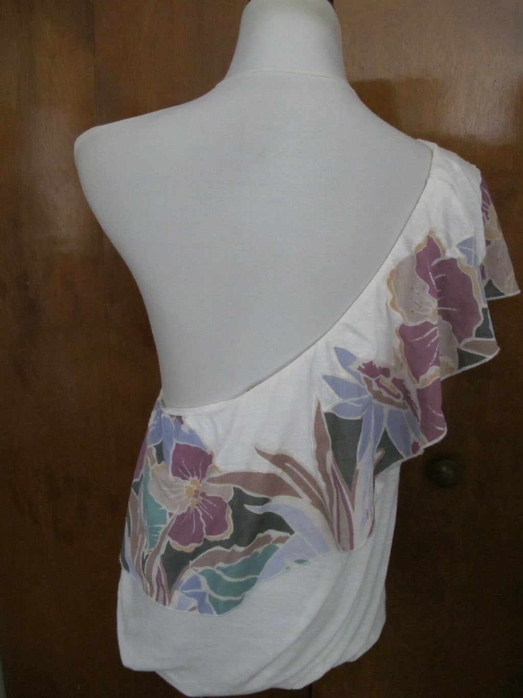 Free People Women’s Ruffle One Shoulder Ivory Floral  Tank Top 