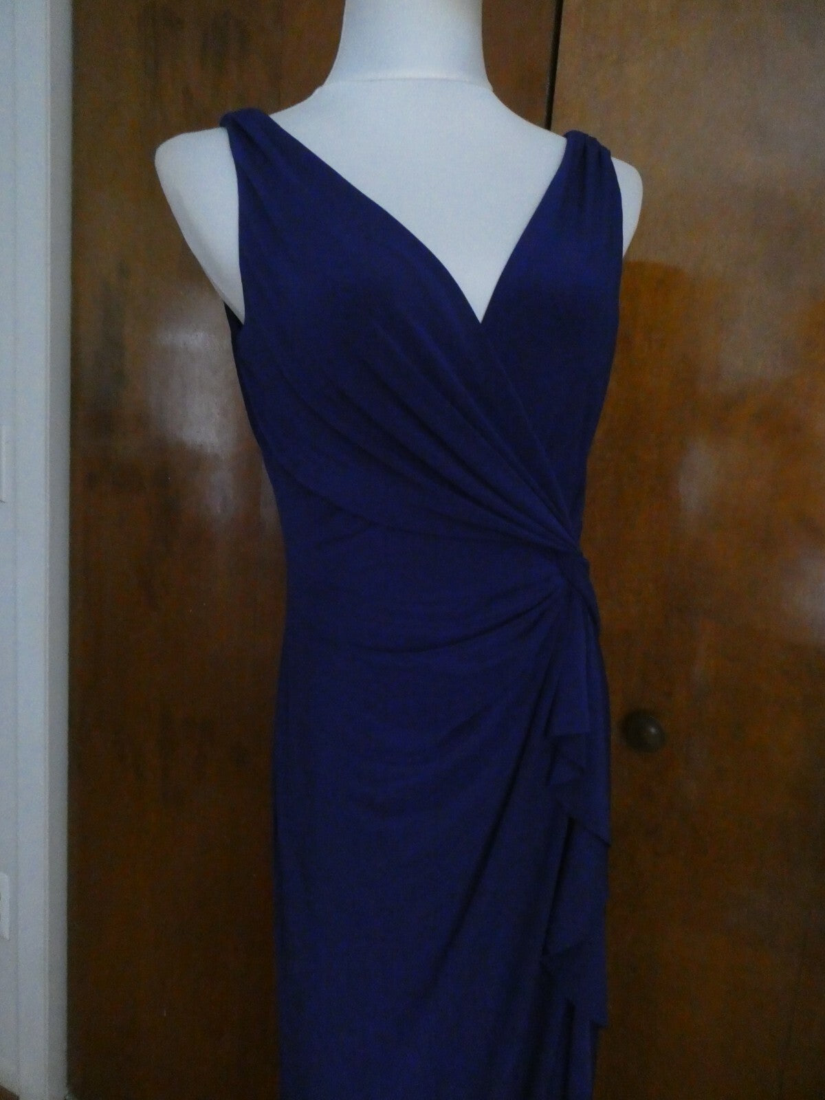 Ralph Lauren women’s maxi blue lined dress 12P 