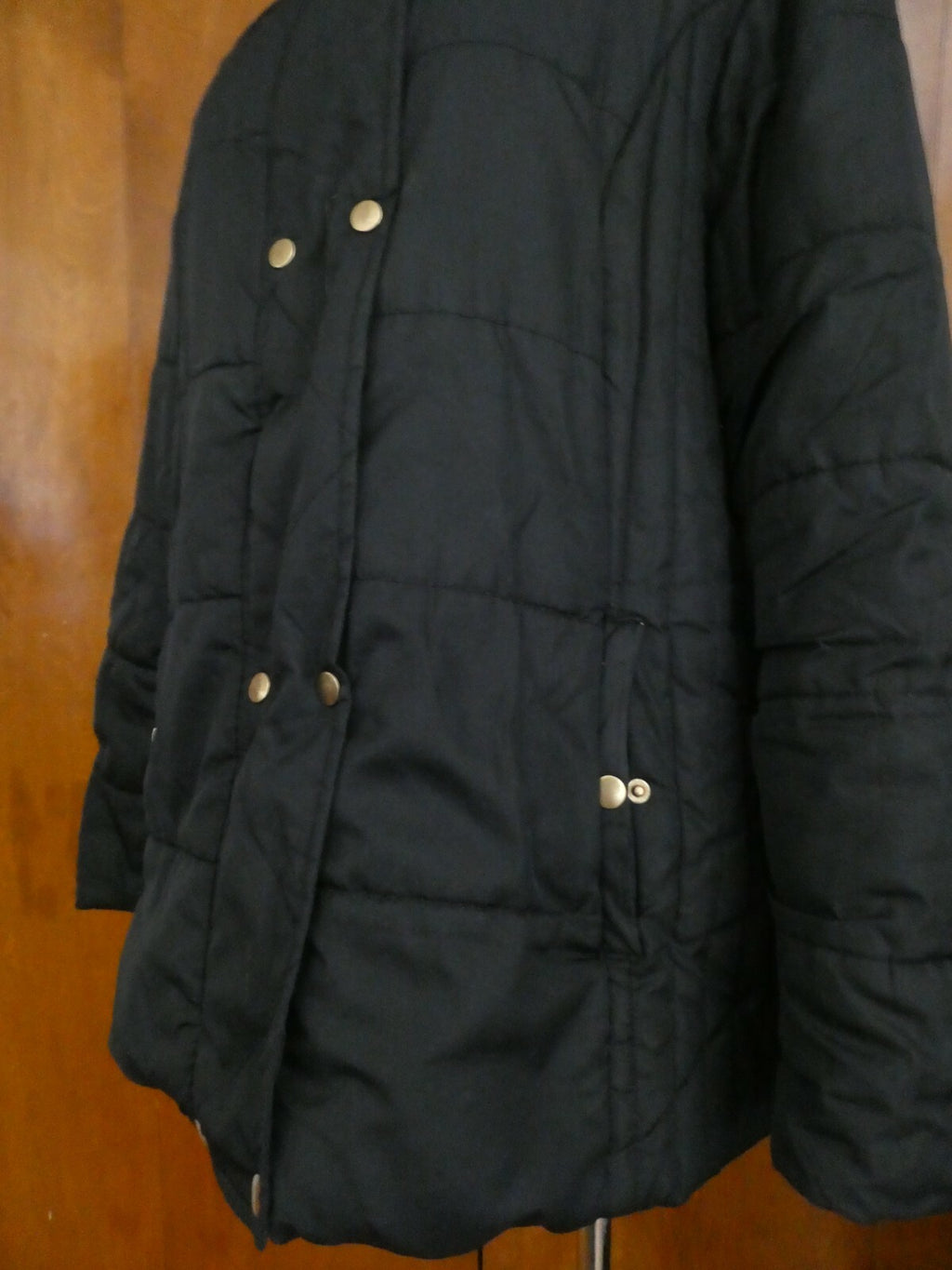 Krush Women's Black Faux Fur Lined Puffer Winter Hooded Detailed Jacket Coat XL