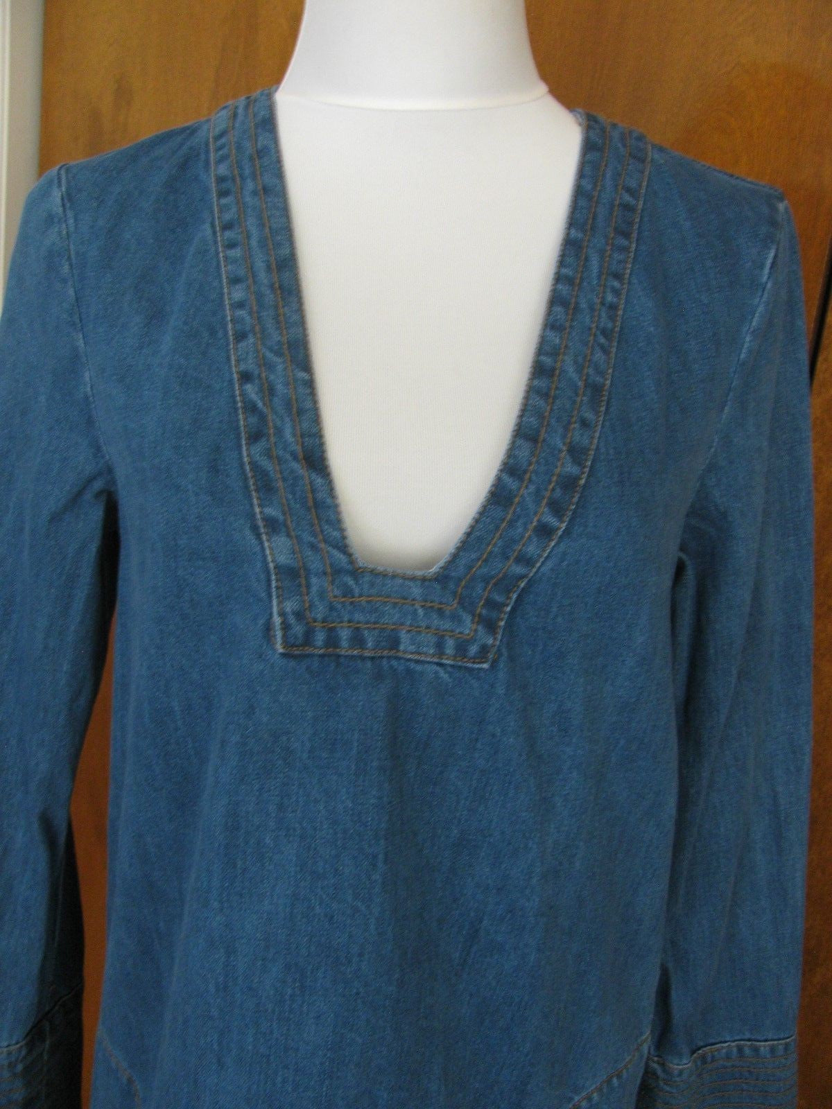 Free People women's denim henrix blue detailed tunic top New