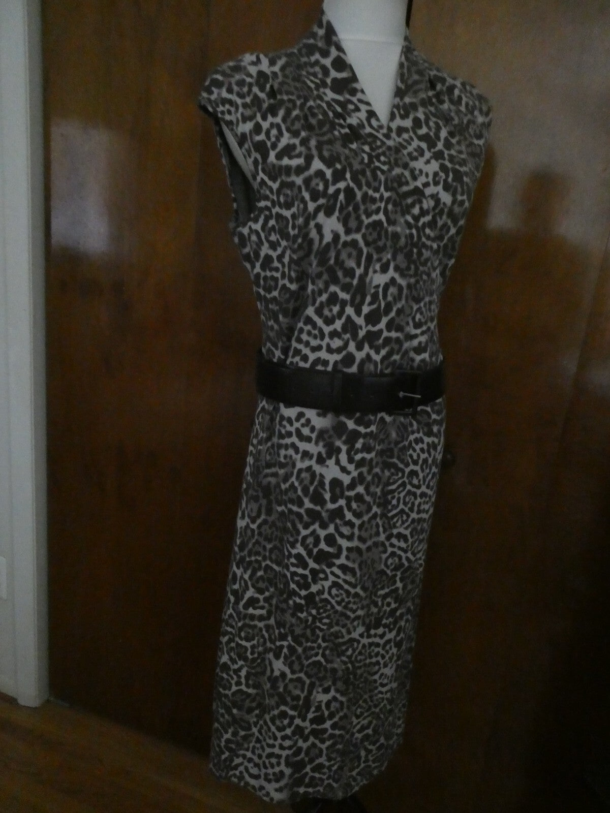 Jones New York Collection women's brown multicolor sleeveless belted dress Large