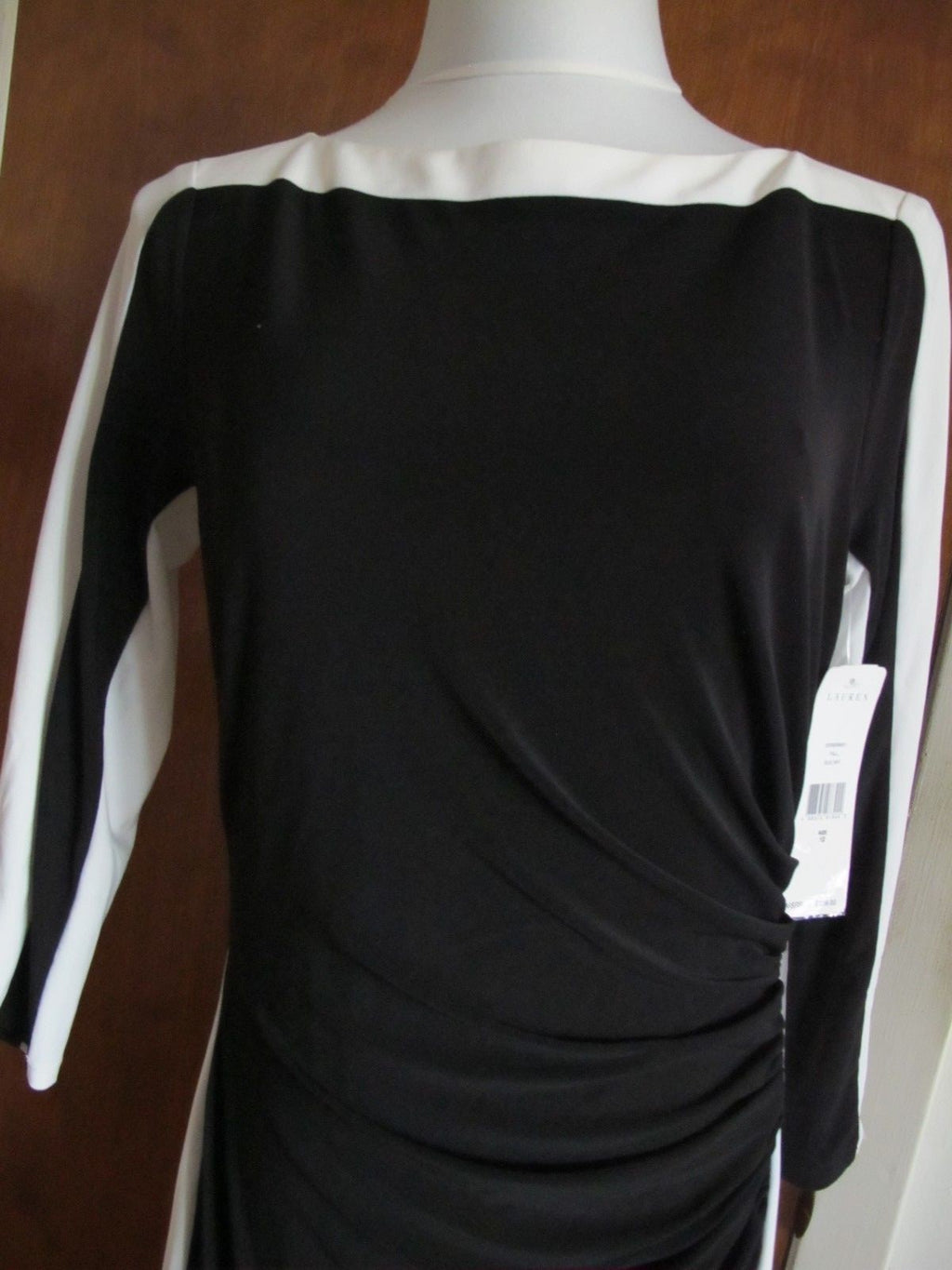 Ralph Lauren's women’s black white lined stylish NWT dress size 12