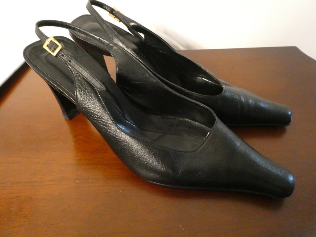 Luchini Women's black leather slingback shoe size 36