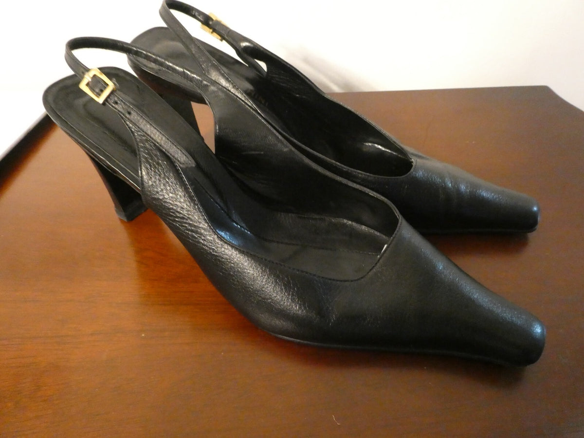 Luchini Women's black leather slingback shoe size 36