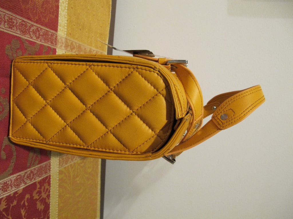 Juliana Collezione women's quilted leather mustard bag 
