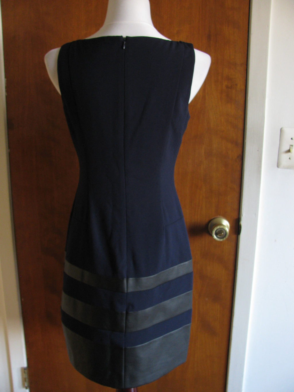 Ralph Lauren women's navy black leather insert dress 6P new