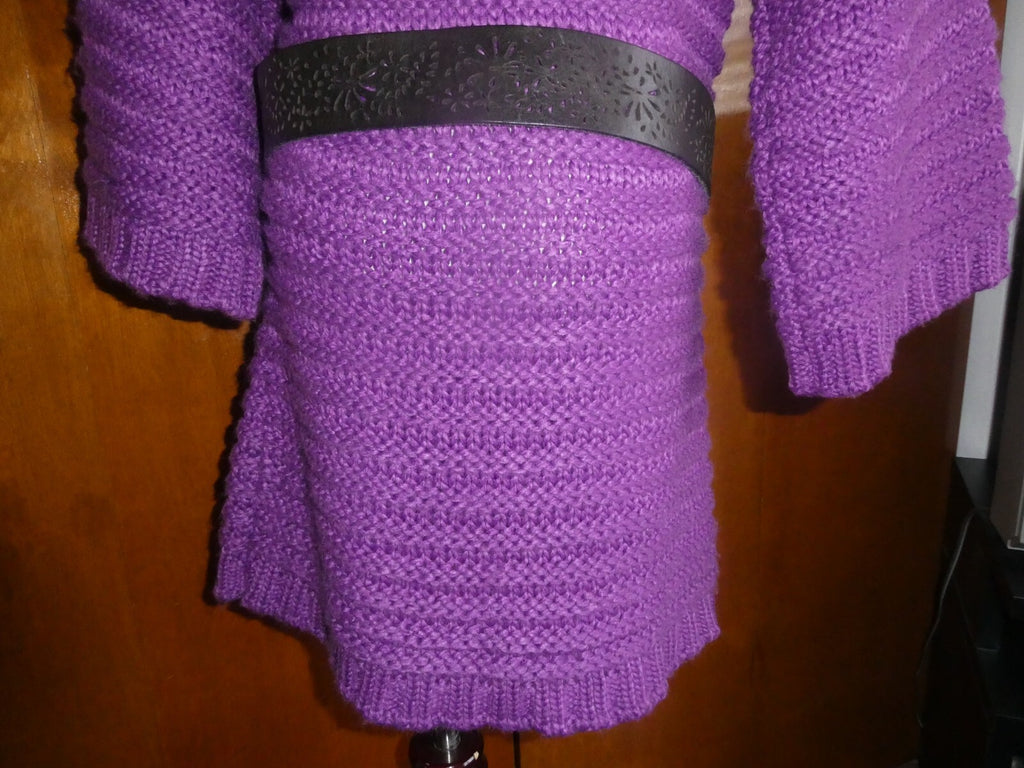 BEBE Women's Purple Detailed Gorgeous Sweater Mini Dress Large Can Fit Medium