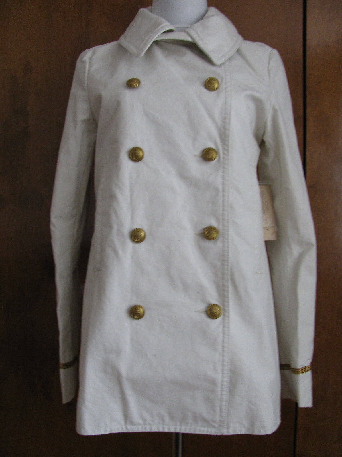 Denim&Supply Ralph Lauren Women White Military Peacoat Jacket Double Breasted