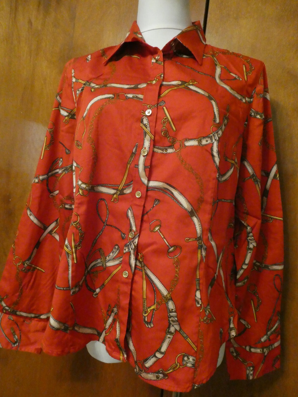 TALBOTS women's red multicolor long sleeveless cotton top size 16P