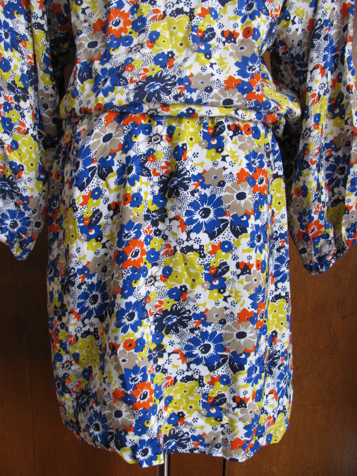 QMack women's soft viscose mufti color blue yellow dress Large 