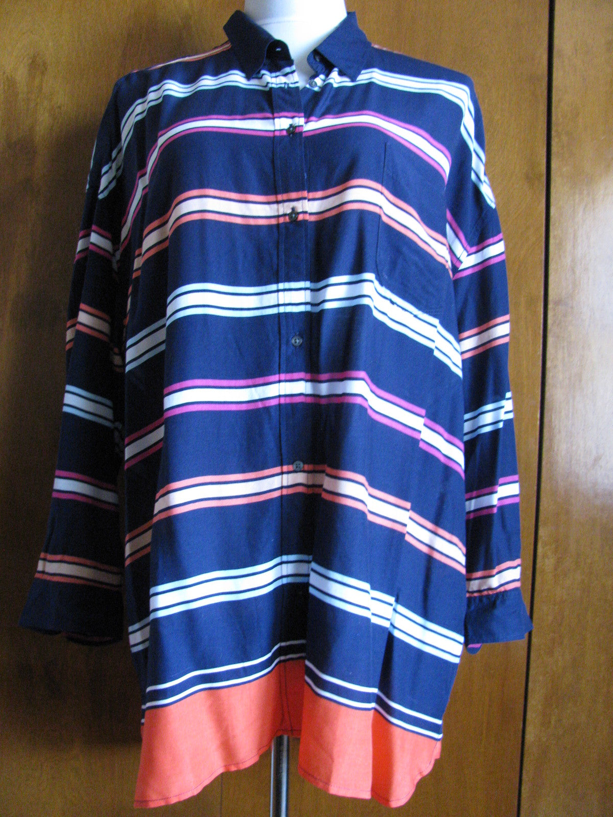 Gap women's multi-color 100% rayon stylish striped tunic top XLarge NWT