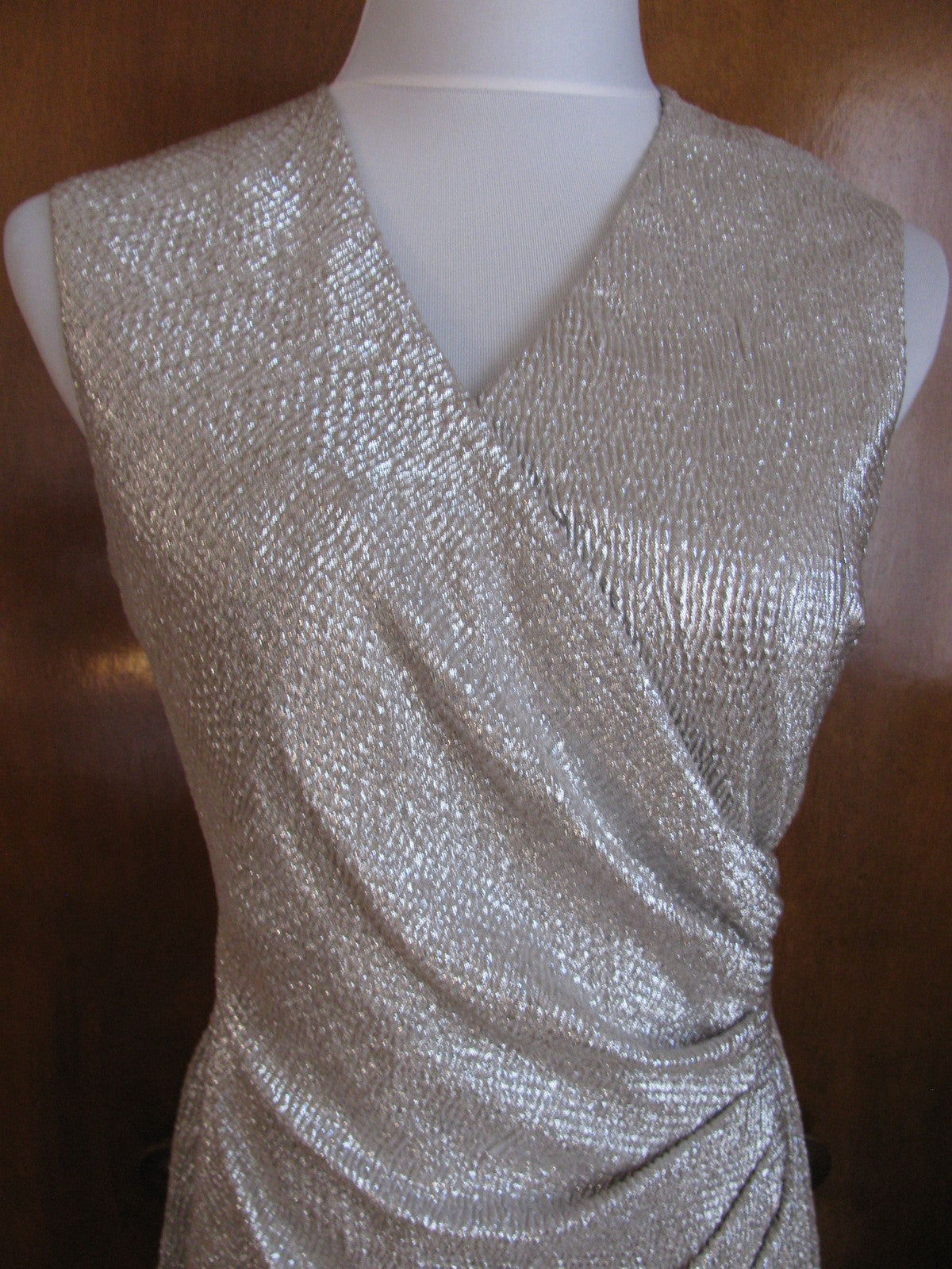 Ralph Lauren Women's White Gold Detailed Lined Evening Dress 