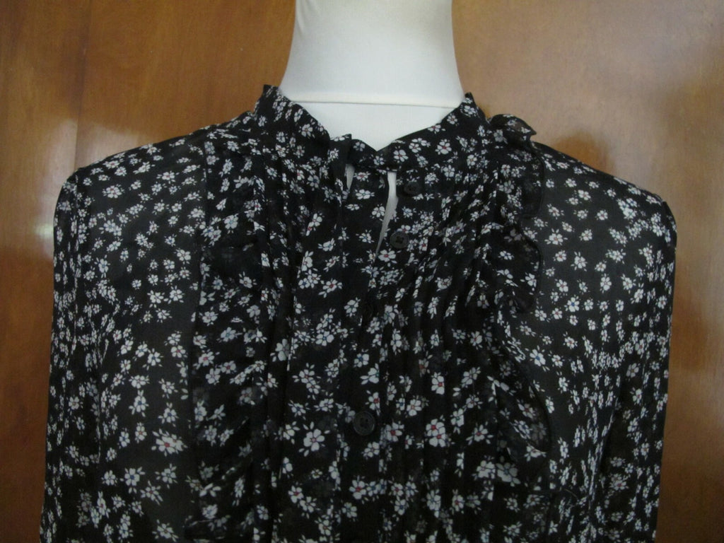 Express women's black multi color long sleeves detailed top size large (Fits M)