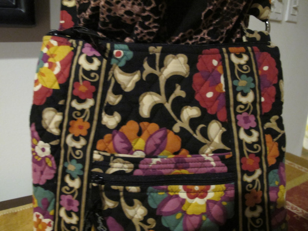 Vera Bradley Women's Black Red Yellow Shoulder Crossbody Quilted Zippered Bag