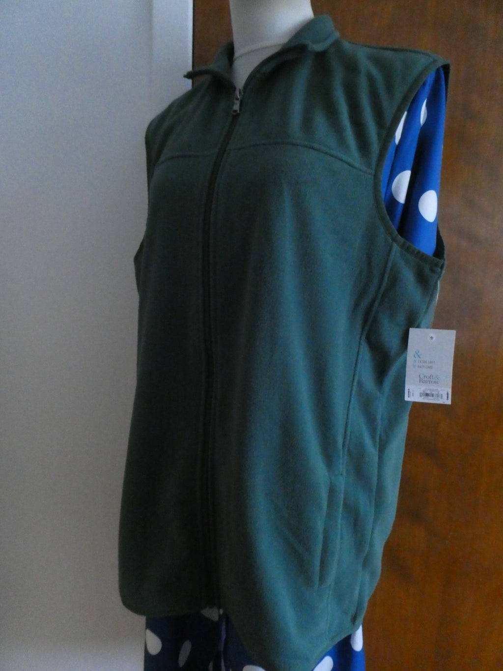 Croft Barrow Women's Green Full Zip Extra Soft Vest w/Pockets Size LT
