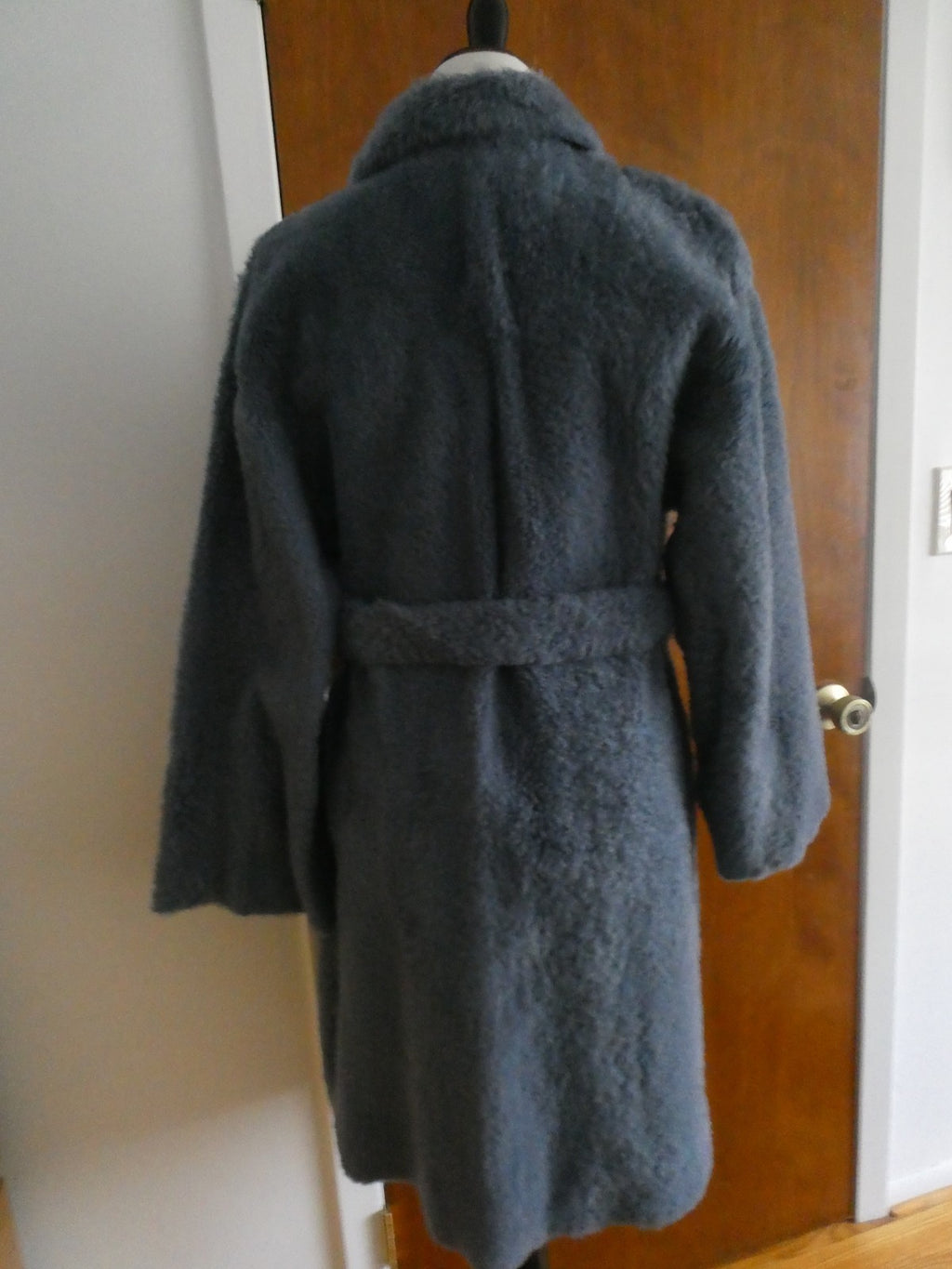 Theory Robe Coat Metal Blue Shearling Lamb Fur Teddy Coat M $2895 Made In Turkey