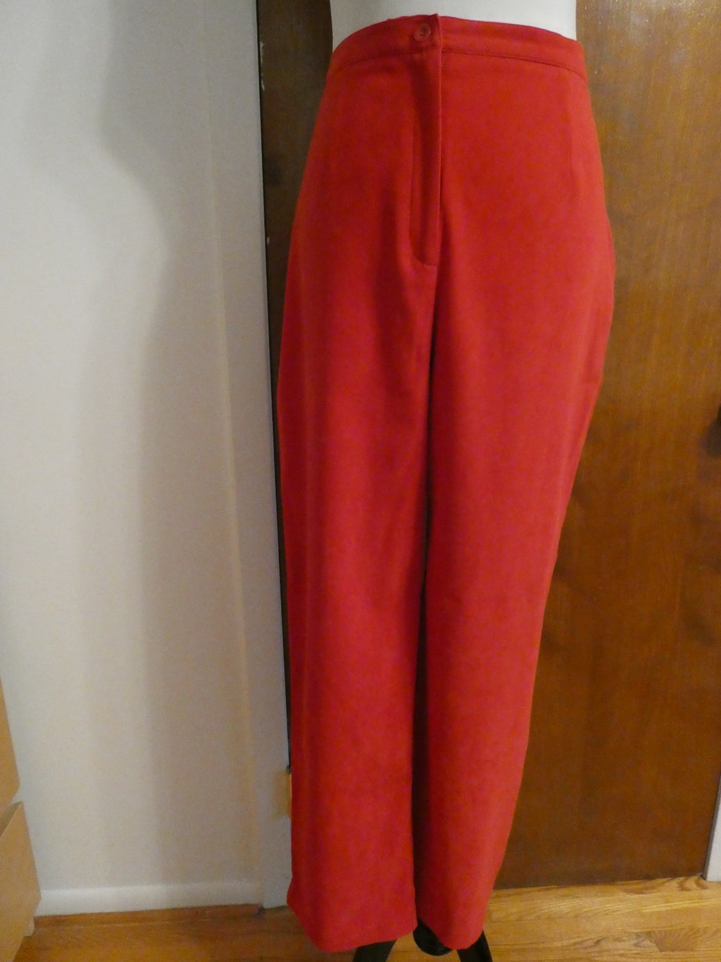 JM Collection Women's Pants Red Pull-On Elastic Back Waist Straight Leg Size 12