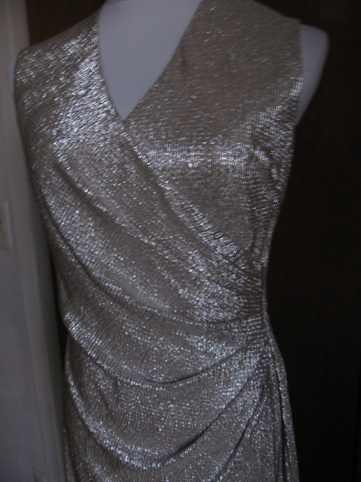 Ralph Lauren Women's White Gold Lined Evening Dress