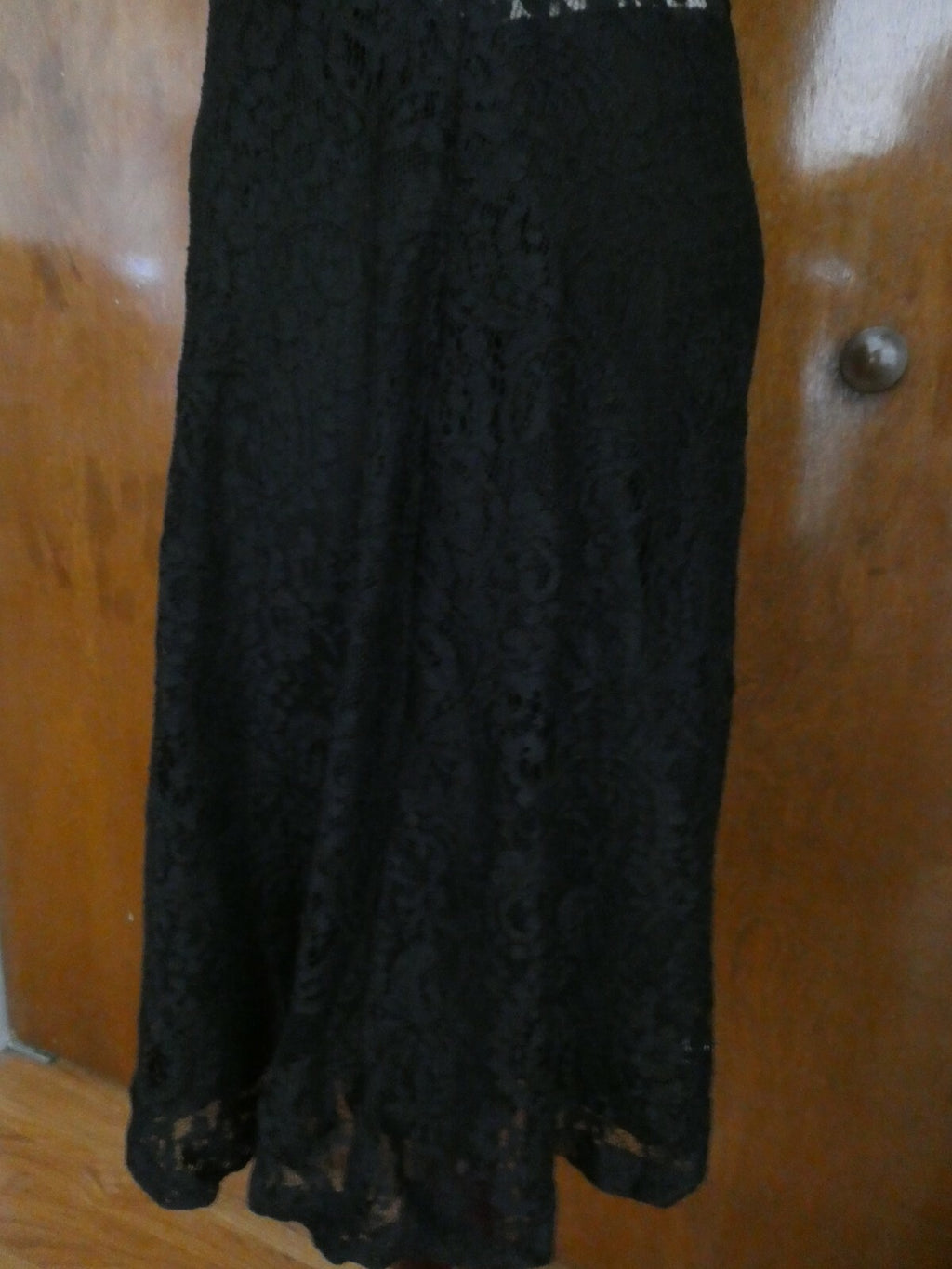 Ralph Lauren women's black lined fabric lace crafted evening dress New