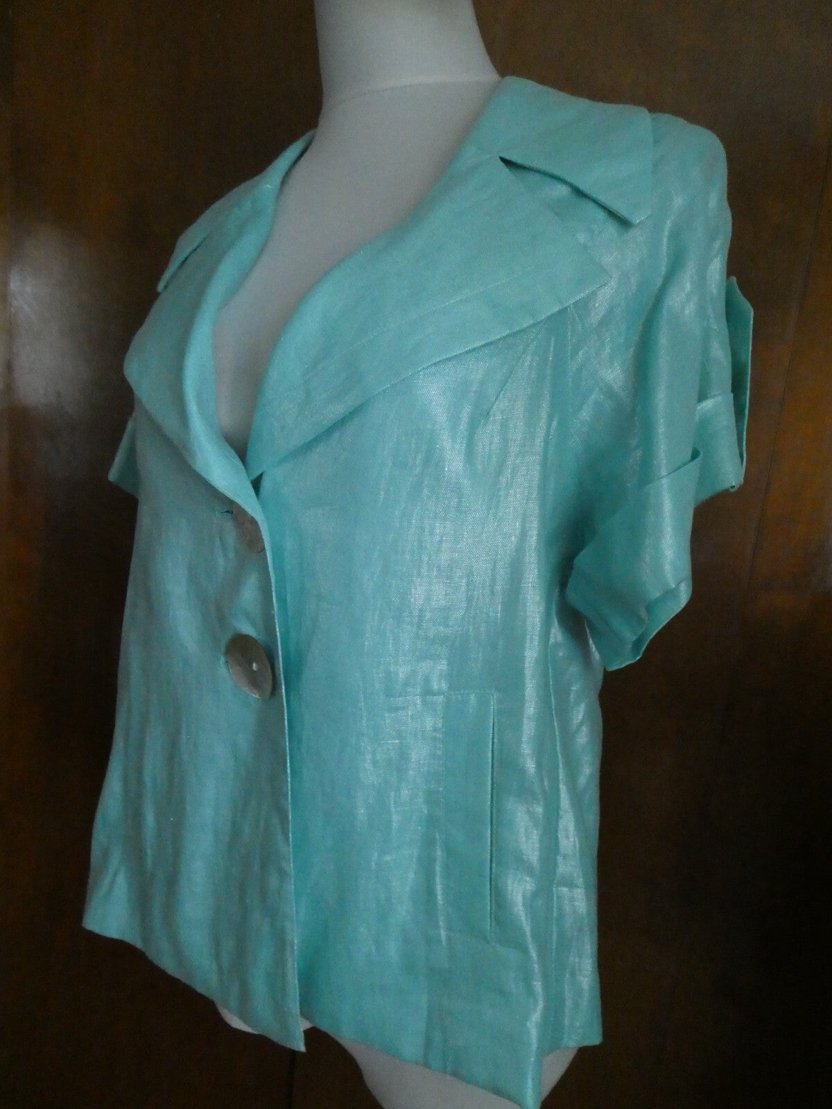 Elliott Lauren Women's Green Mint Linen Blazer Jacket Size 10 Style 54168