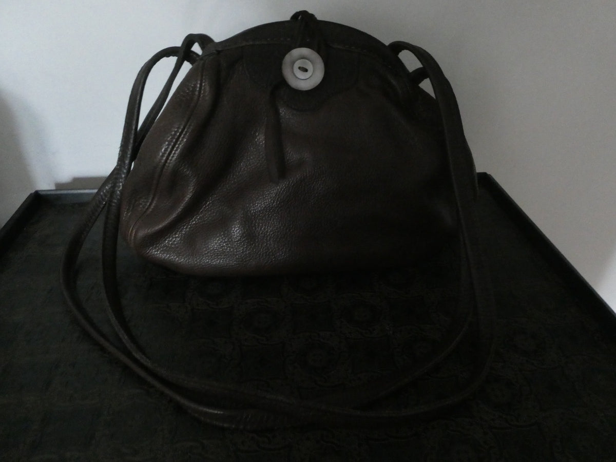 Vintage AMANN Brown Genuine Leather Shoulder Crossbody Bag Large 12x8x5 "1990s"