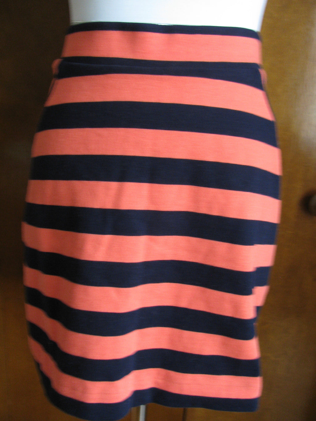 Gap women striped orange navy blue Jersey knit mini skirt 