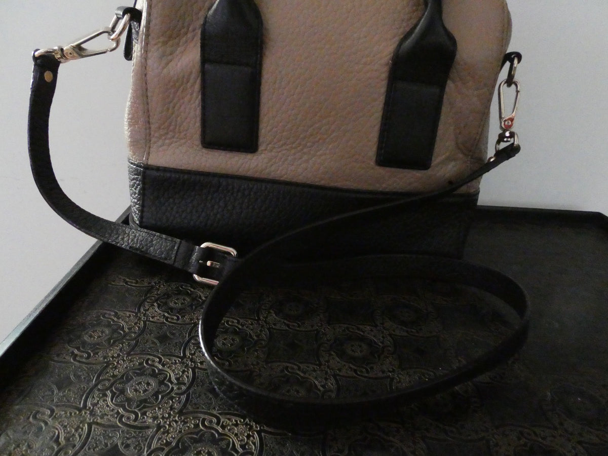 Kate Spade Women's Leather Tote Crossbody Bag Beige/Black Medium