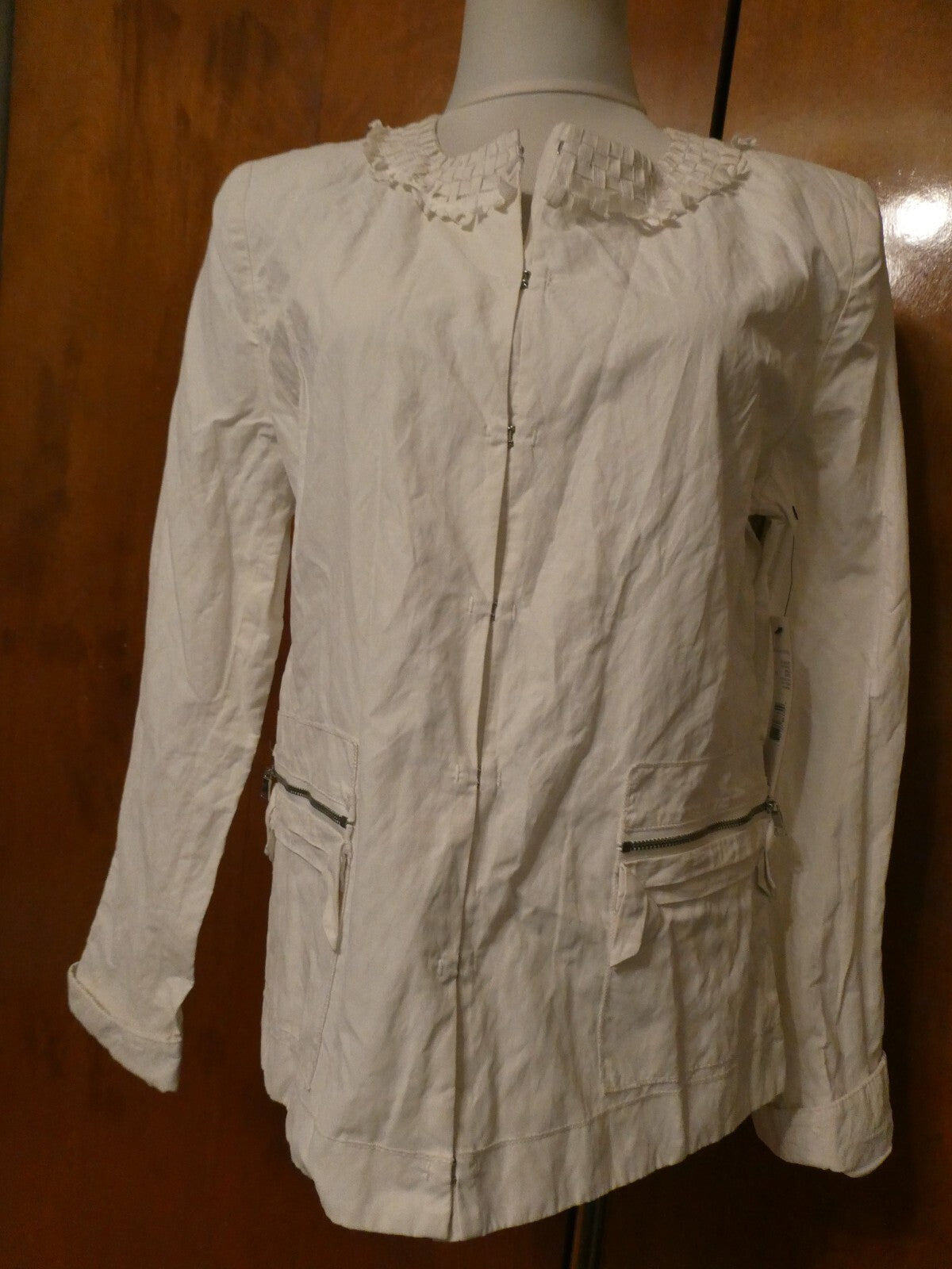 Tahari women's white soft cotton/nylon lined blazer US 14, UK 18, IT 50
