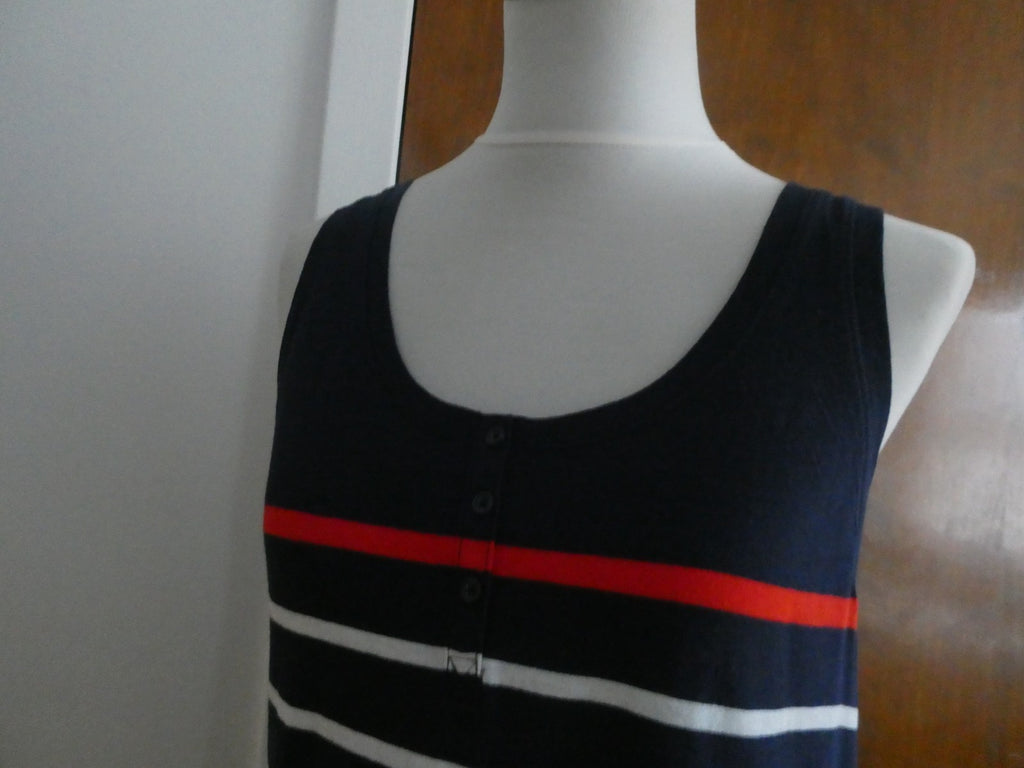 Gap Women’s Navy-Blue Striped Tank Top Red Stripe Sleeveless Cotton Large NWT