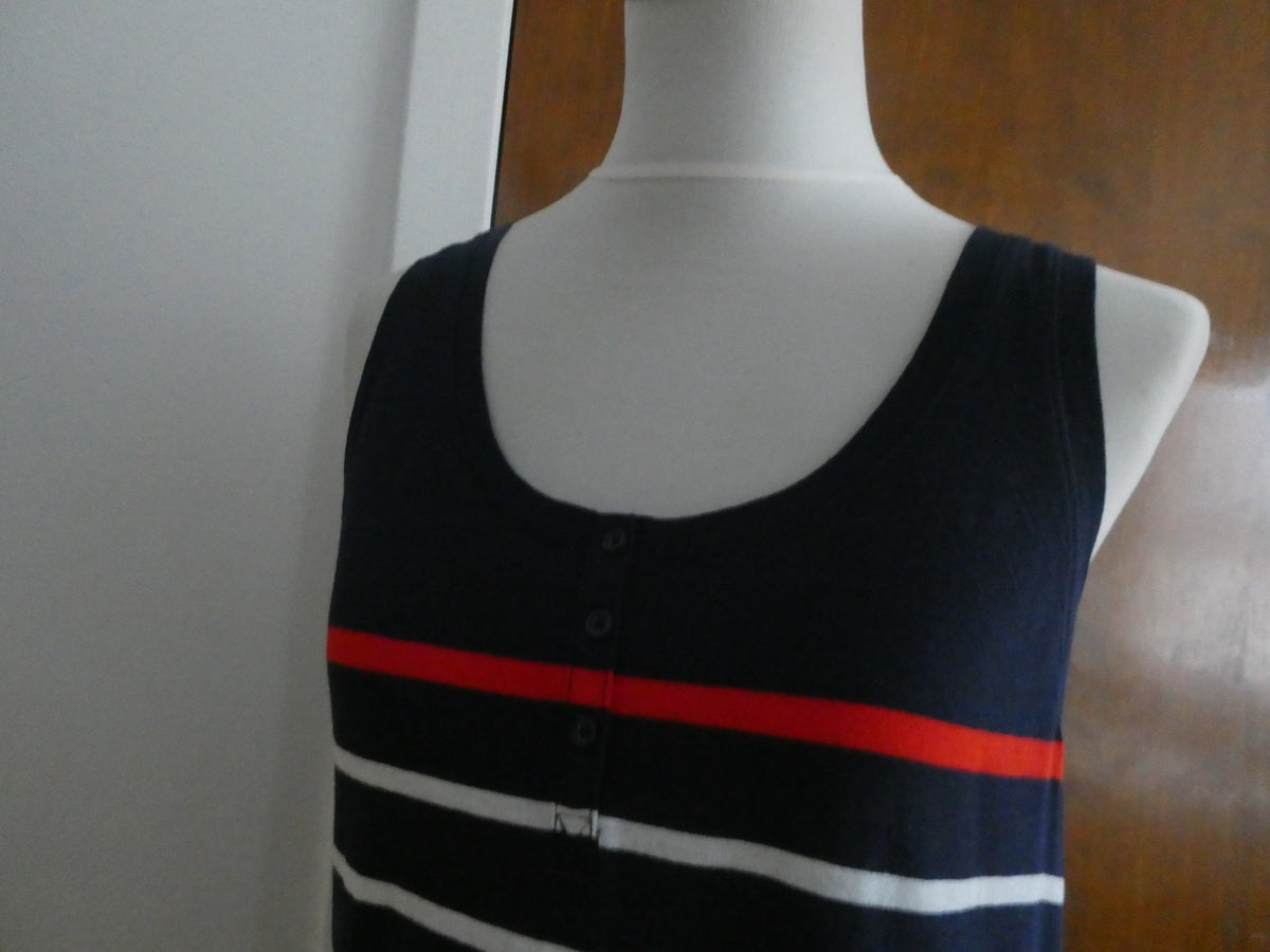 Gap Women’s Navy-Blue Striped Tank Top Red Stripe Sleeveless Cotton Large NWT